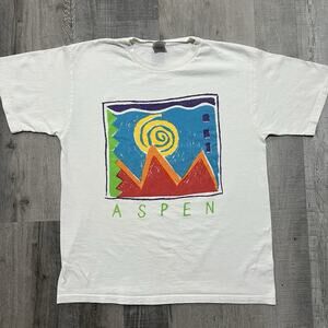 VTG Aspen Colorado Mountain T Shirt White Ski Resort Hike Nature Travel T Shirt